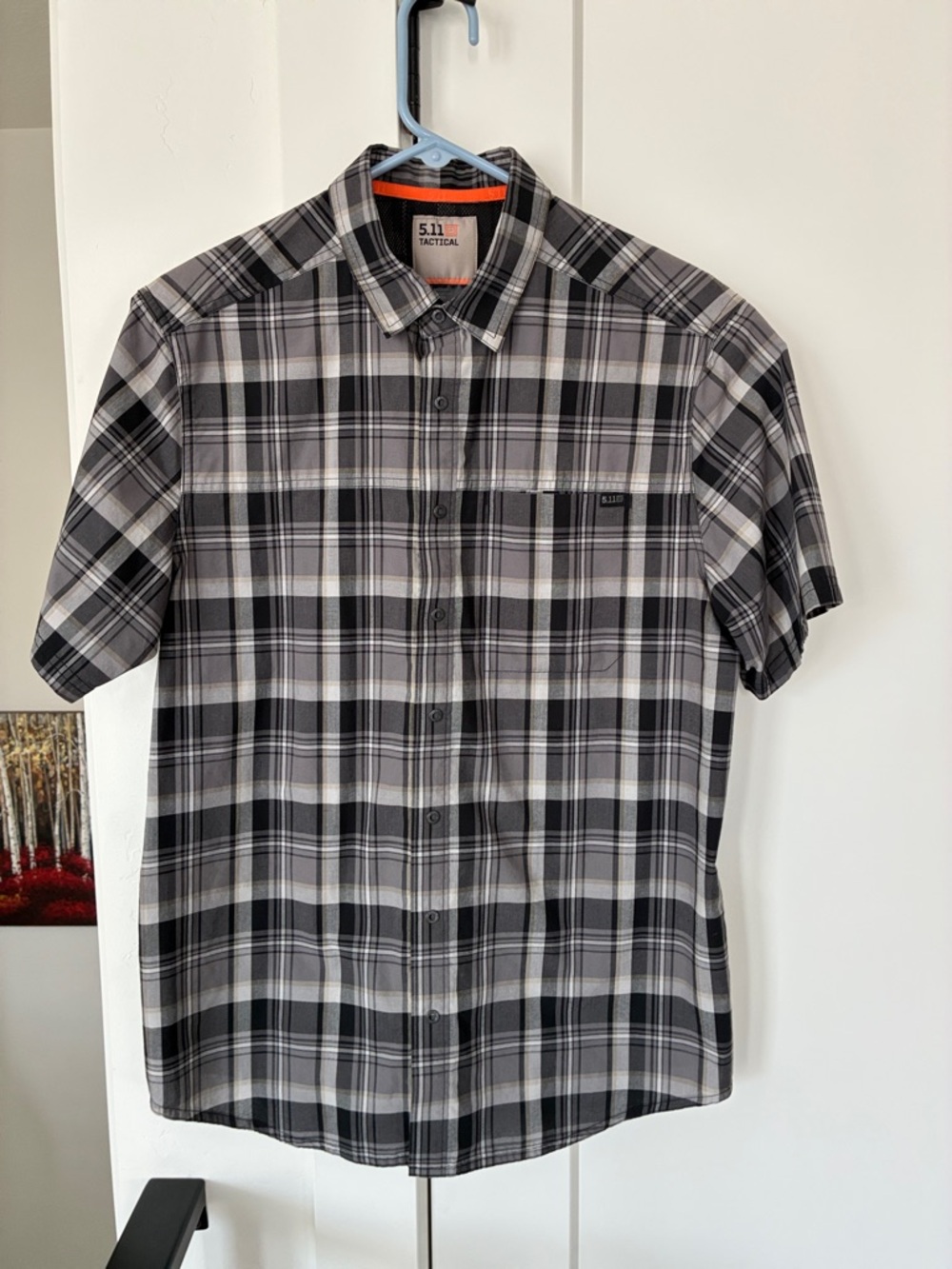 5.11 Tactical Short-Sleeve Plaid Button-Down Shirt - Black & Gray